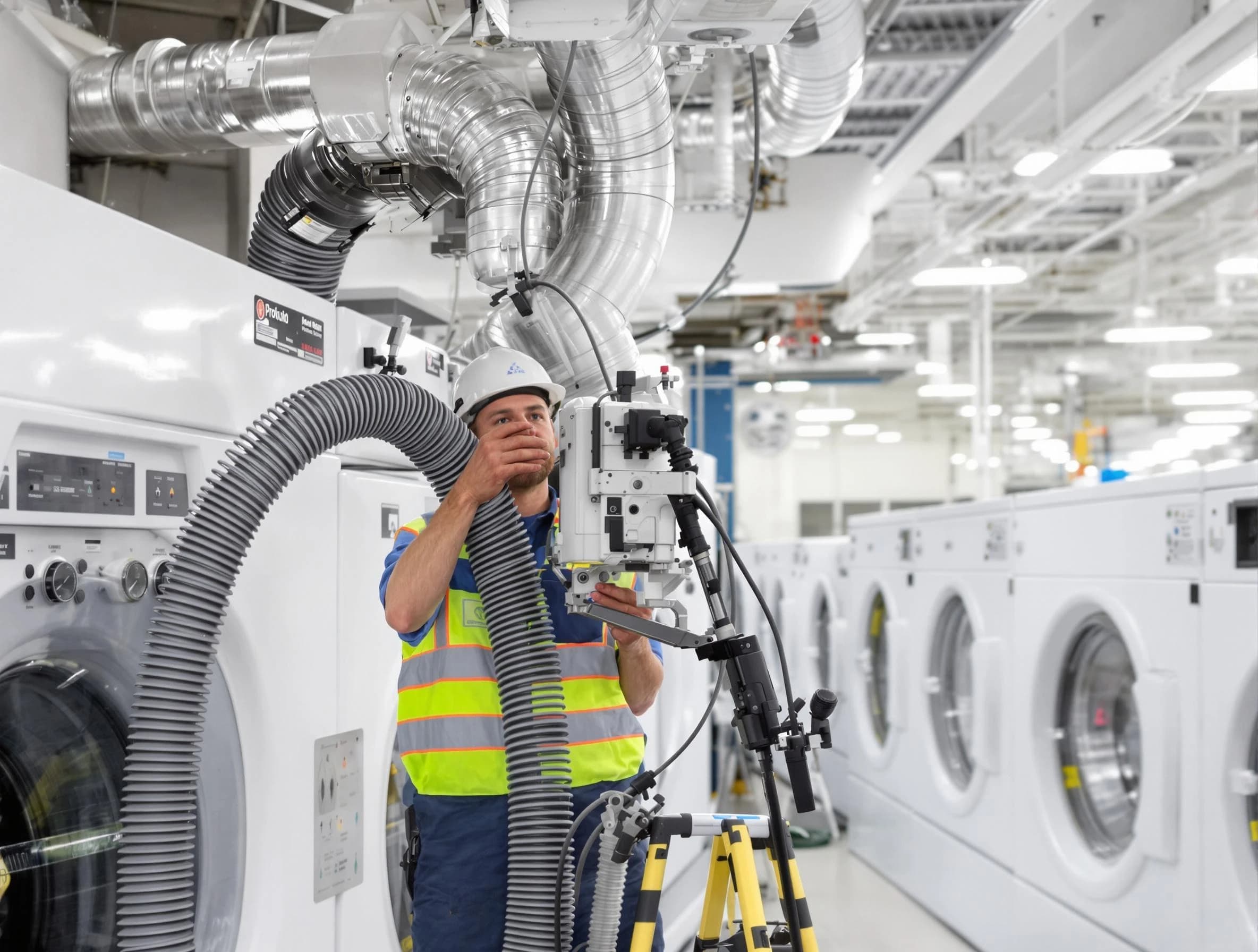 Pell City Dryer Vent Cleaning team performing commercial-grade dryer vent cleaning at a business facility in Pell City