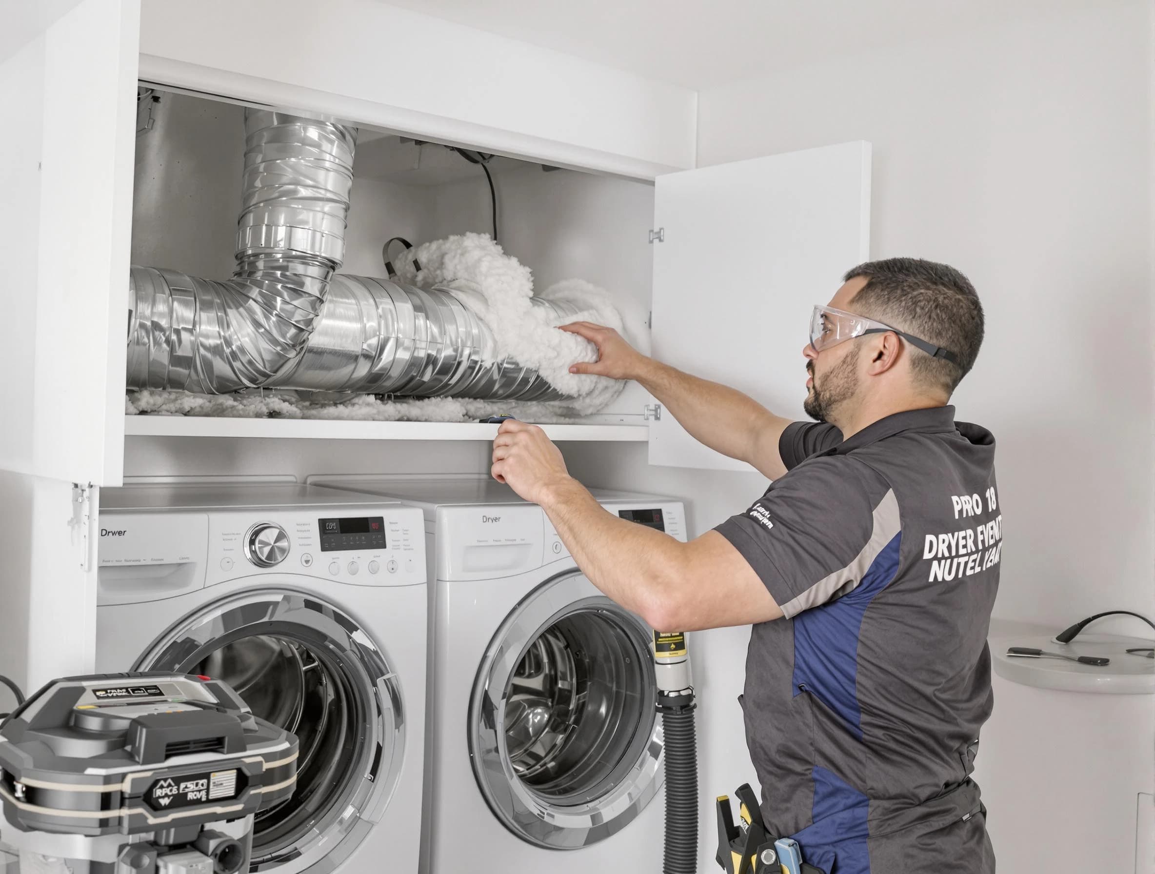 Pell City Dryer Vent Cleaning certified technician performing specialized gas dryer vent cleaning in Pell City