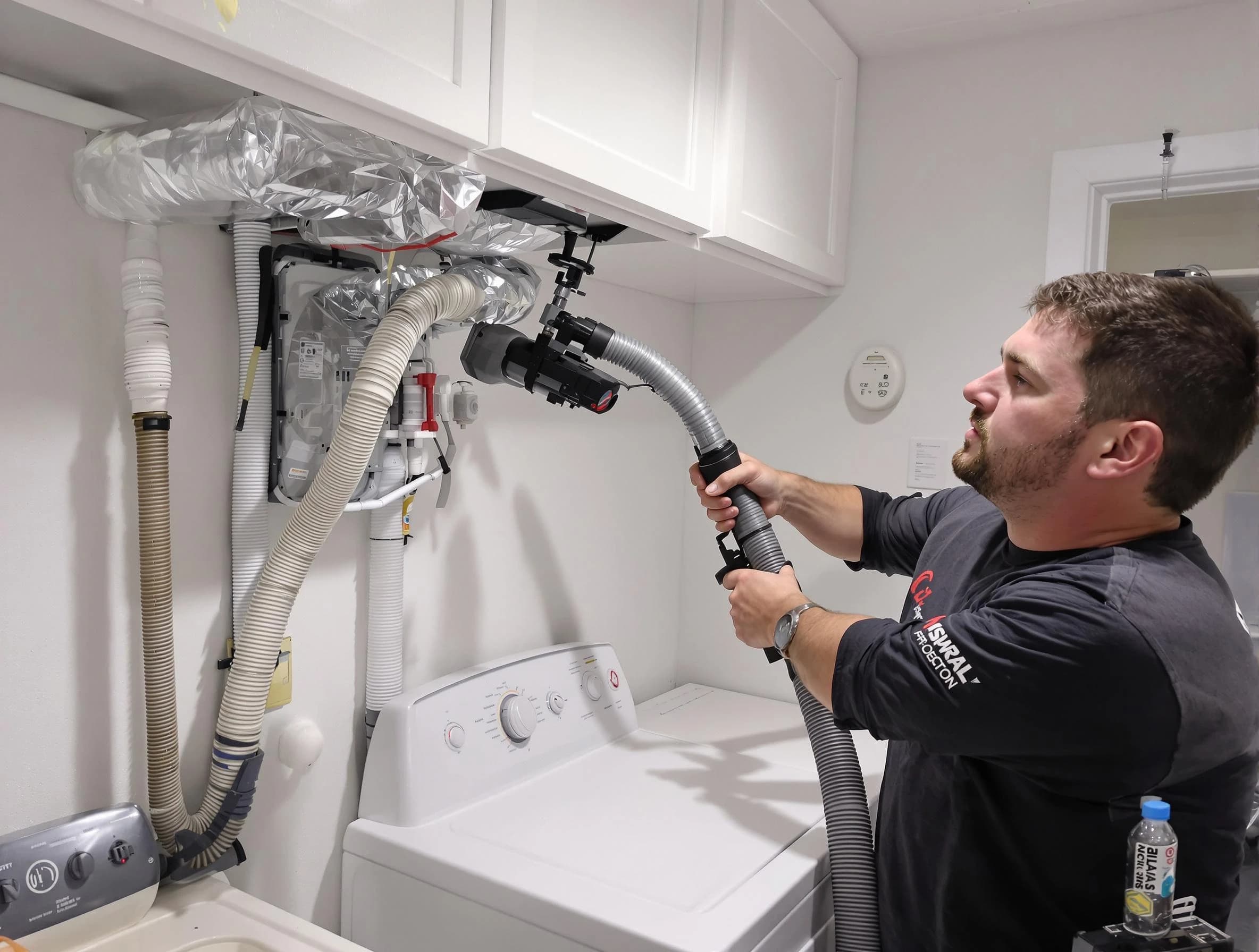 Pell City Dryer Vent Cleaning certified technician performing safety-focused gas dryer vent cleaning in Pell City